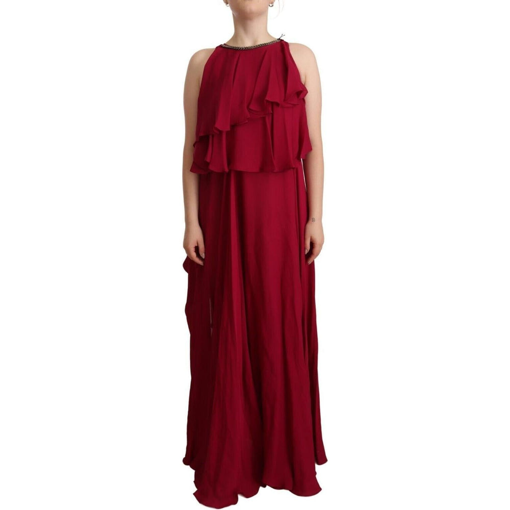 PLEIN SUD Orchid Silk Sleeveless Long Maxi Ruffle Shift Dress DR28510 - 44