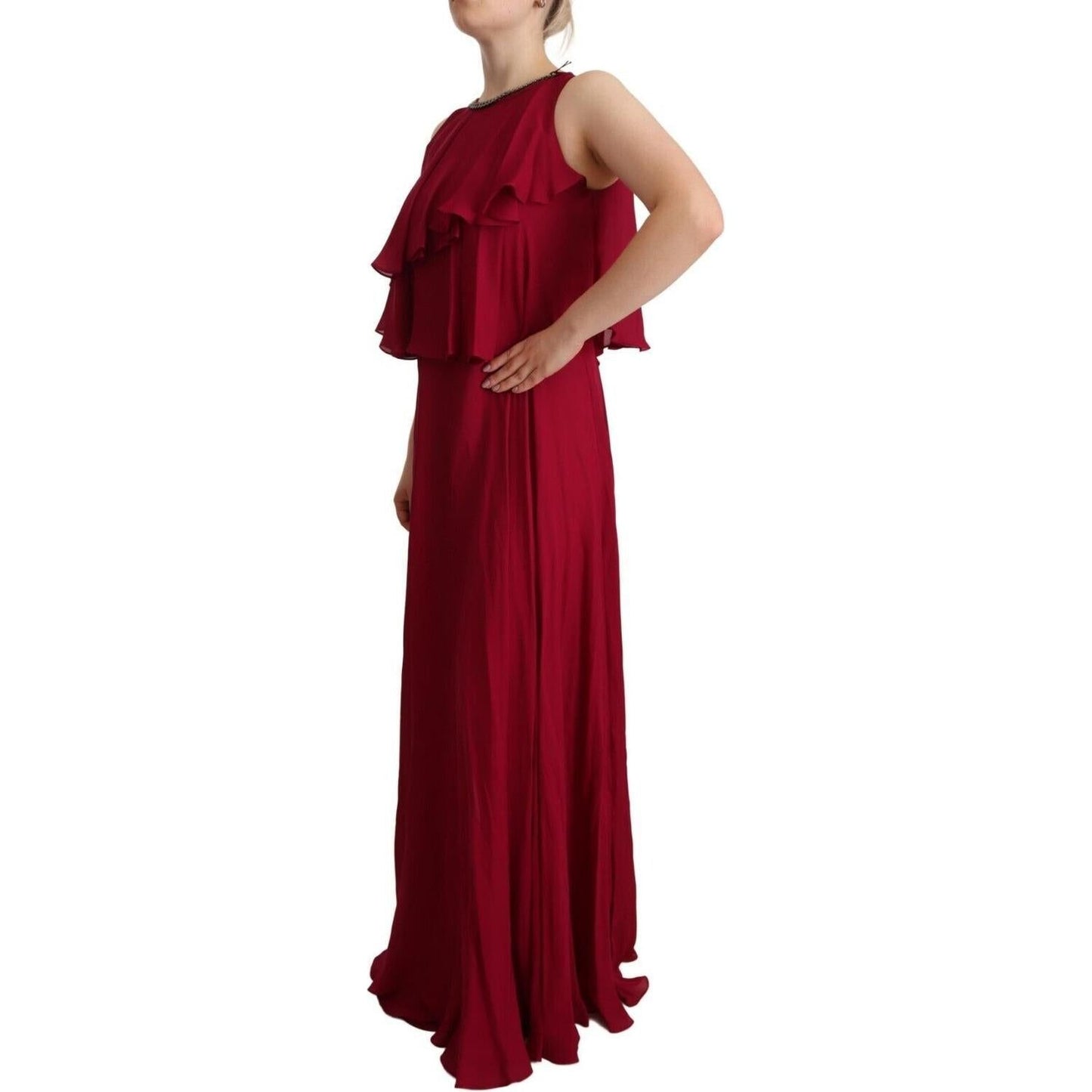PLEIN SUD Orchid Silk Sleeveless Long Maxi Ruffle Shift Dress DR28510 - 44