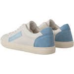 Dolce & Gabbana White Blue Leather Low Top Sneakers Shoes LA9796- 35.5