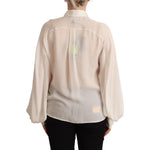 Dsquared² Off White Silk Long Sleeves Collared Blouse Top TSH7341 - 42