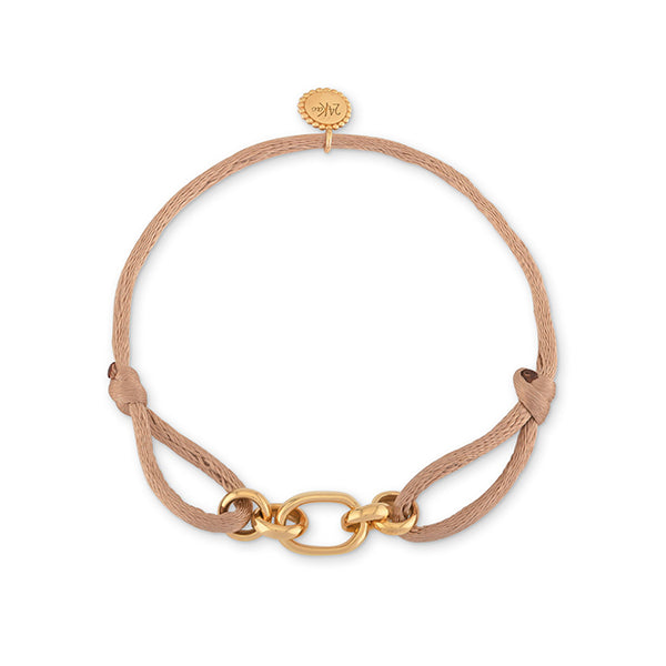 24KAE JEWELS JEWELRY Mod. 22421Y elegant bracelet with gold accents and beige cord design.