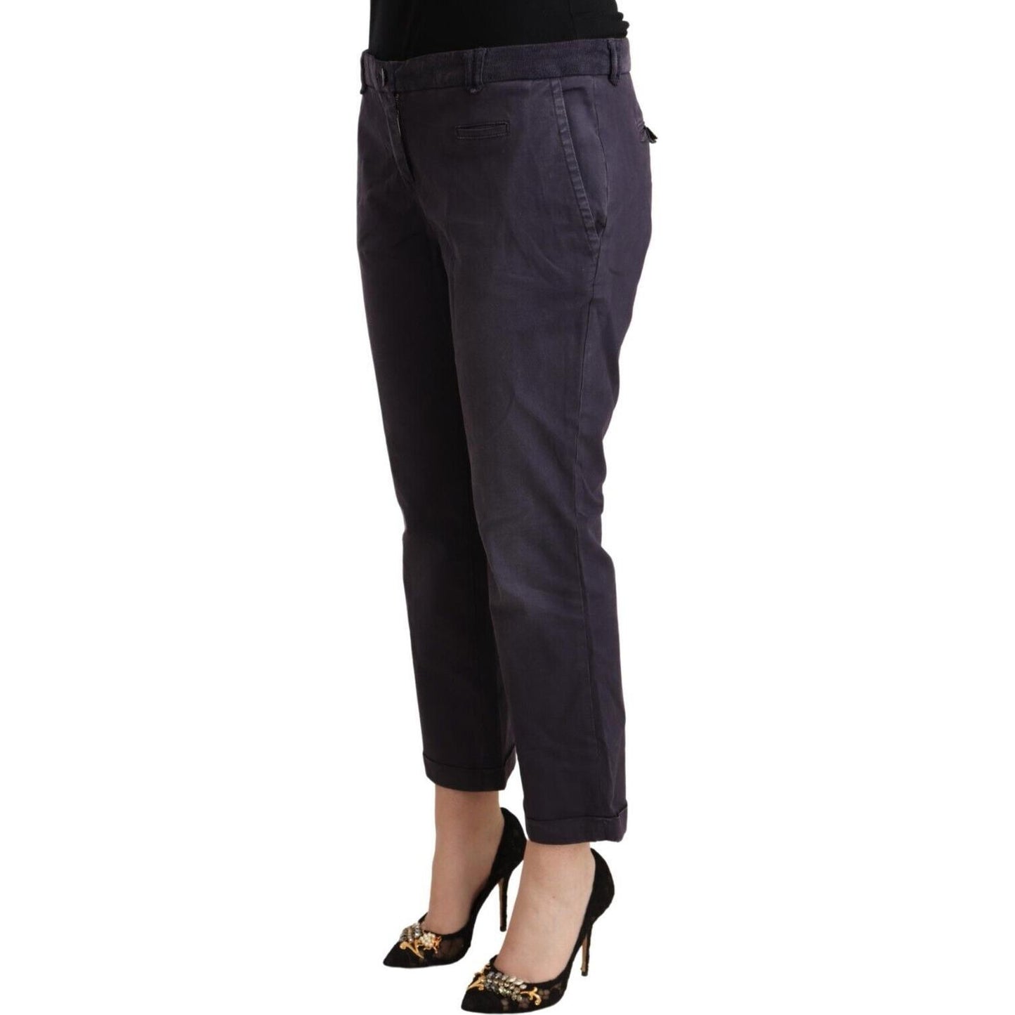 Jucca Black Low Waist Folded Hem Flared Cropped Pants PAN72181 - 46