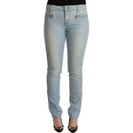 MILA SCHÖN Light Blue Cotton Mid Waist Slim Fit Denim Jeans PAN72436 - 26