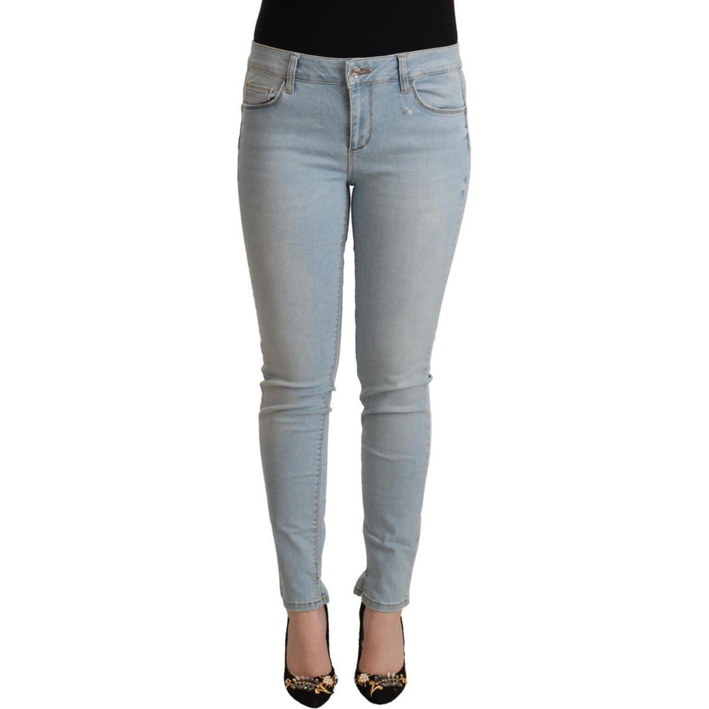 Liu Jo Light Blue Cotton Mid Waist Slim Fit Denim Jeans PAN72422 - 32
