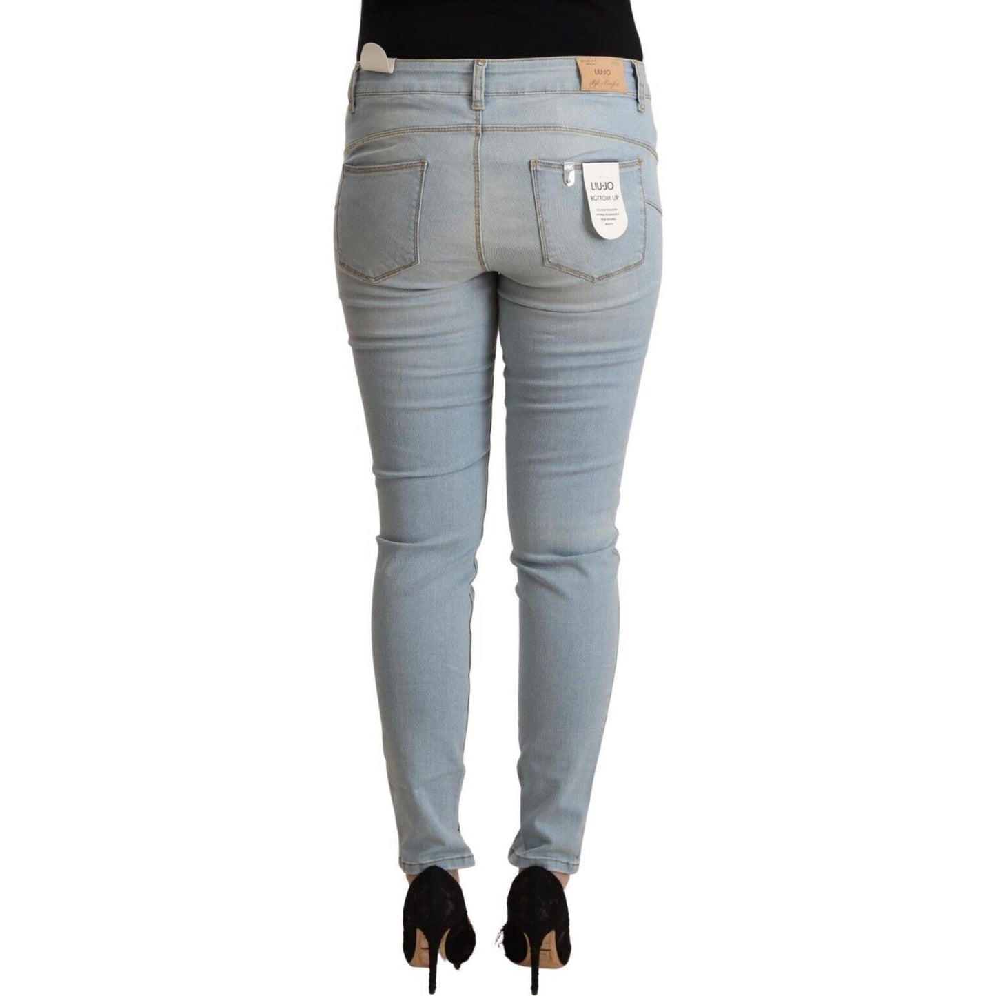 Liu Jo Light Blue Cotton Mid Waist Slim Fit Denim Jeans PAN72422 - 32