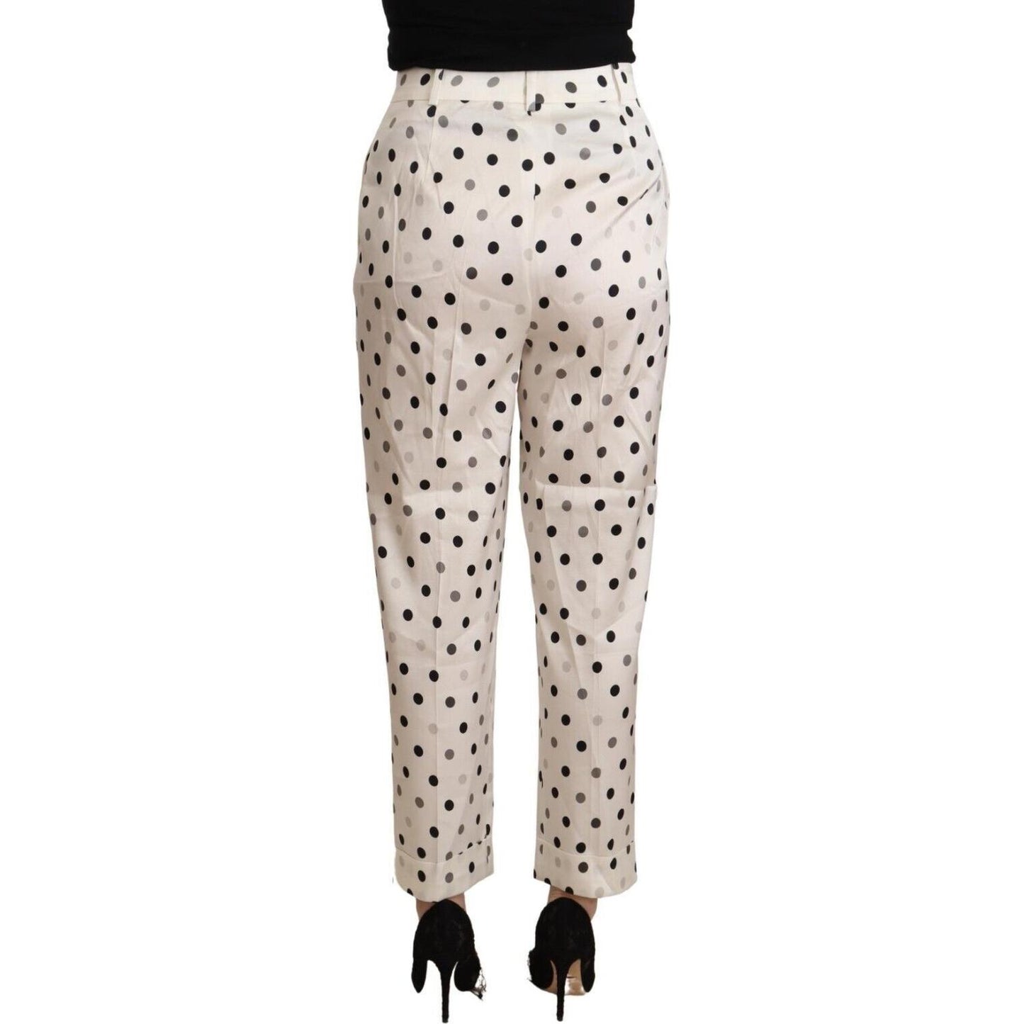 Ermanno Scervino White Polka Dotted High Waist Tapered Pants PAN72641 - 42