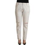 PINKO White Cotton Distressed Mid Waist Skinny Denim Jeans PAN72445 - 28