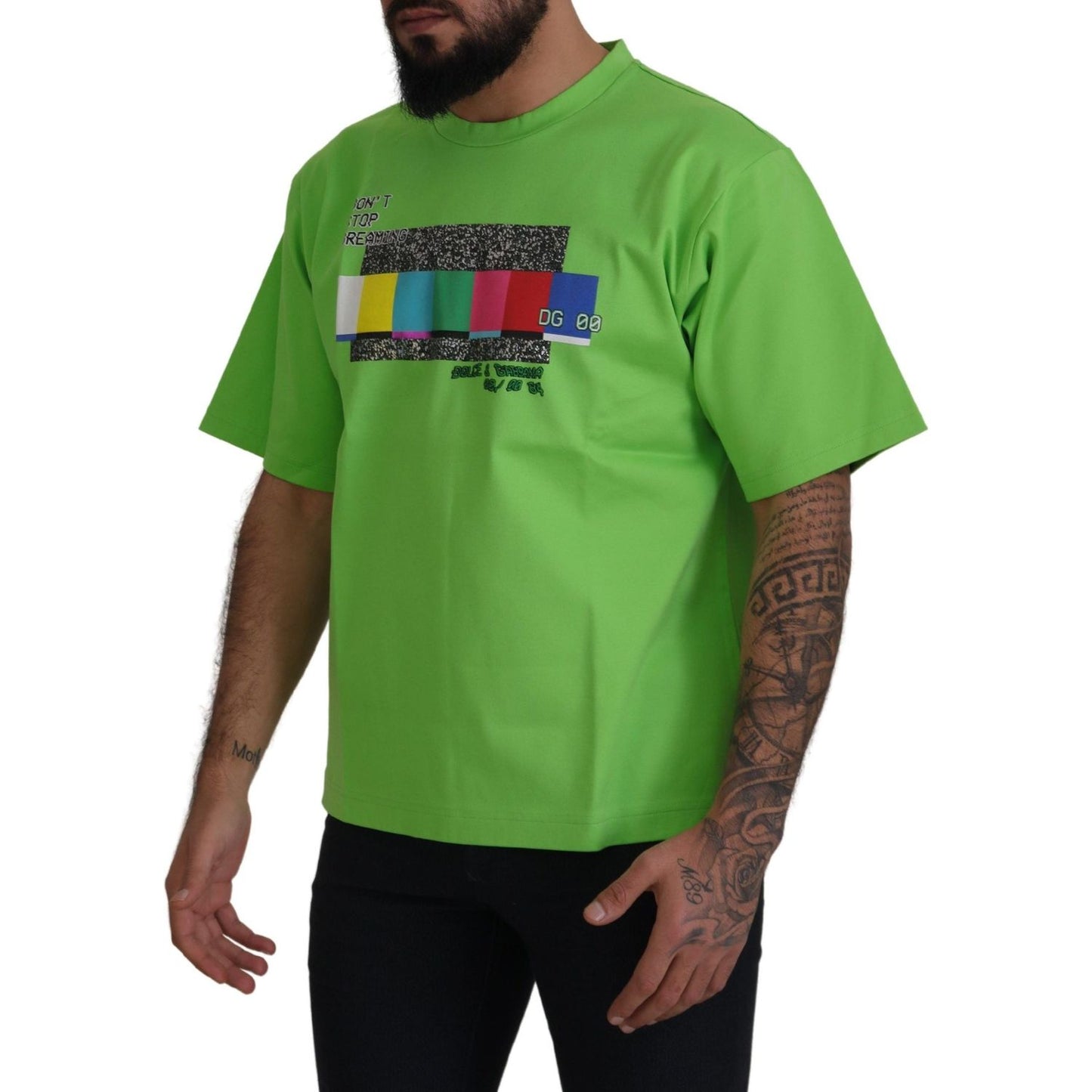 Dolce & Gabbana Green Cotton DG CHANNEL Top T-shirt TSH83057- 48