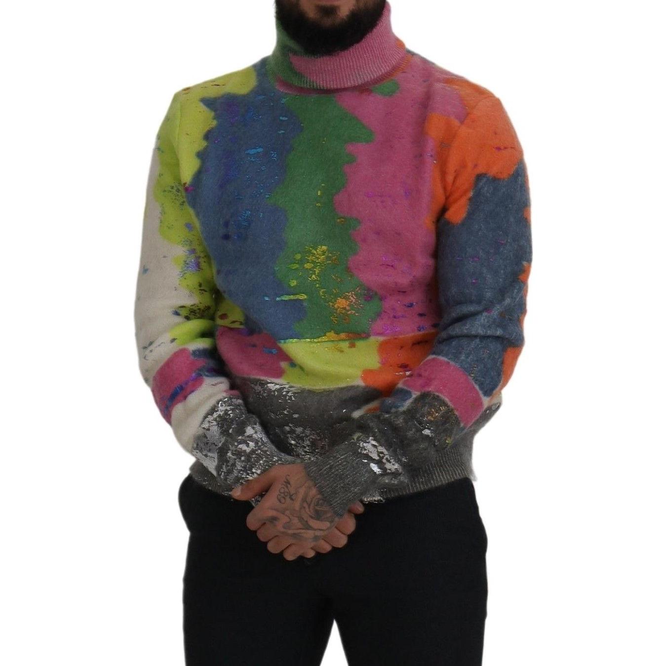 Dolce & Gabbana Multicolor Turtleneck Pullover Mohair Sweater TSH83071- 44