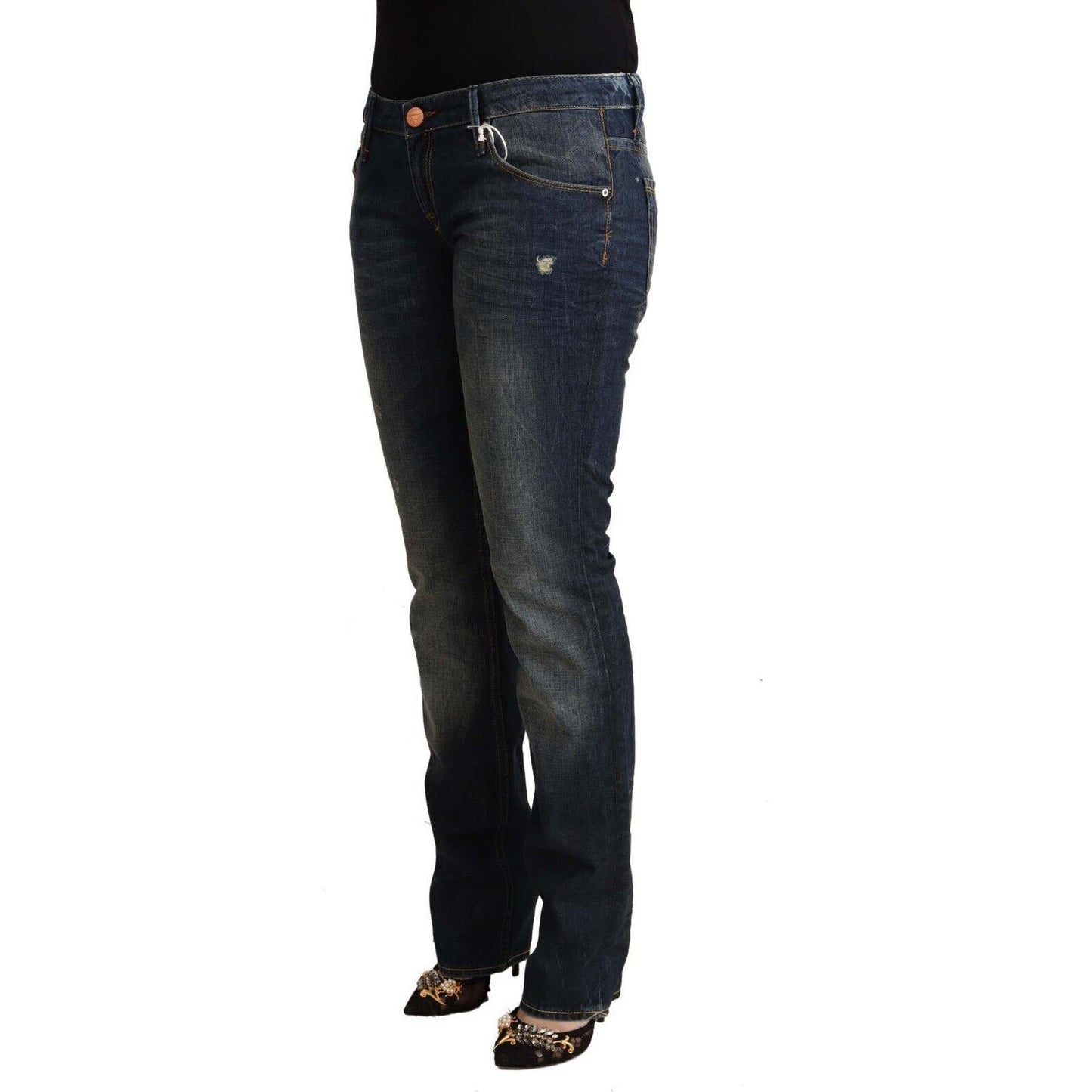 Acht Blue Washed Cotton Low Waist Skinny Denim Jeans PAN72702 - 30