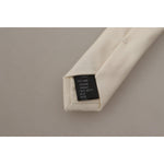 Dolce & Gabbana Off-White 100% Silk Slim Adjustable Accessory Necktie KRA3155