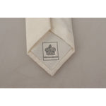 Dolce & Gabbana Off-White 100% Silk Slim Adjustable Accessory Necktie KRA3155