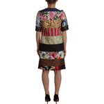 Dolce & Gabbana Multicolor Pachwork Floral Sheath Jaquard Mini Gown Dress DR28698- 36