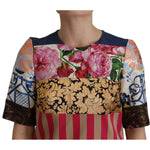 Dolce & Gabbana Multicolor Pachwork Floral Sheath Jaquard Mini Gown Dress DR28698- 36