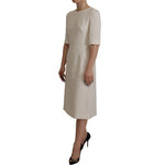 Dolce & Gabbana White Jaquard Midi Floral Sheath Brocade Dress DR28716- 38