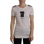Dolce & Gabbana White Black Roses Crewneck Cotton T-shirt TSH7843- 36