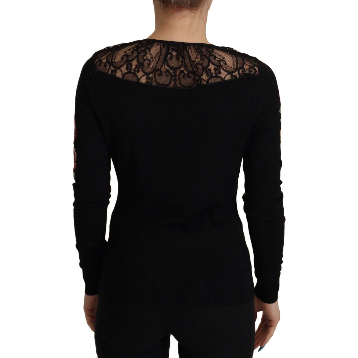 Dolce & Gabbana Black Lace Angel Roses Cardigan Sweater TSH8020- 38