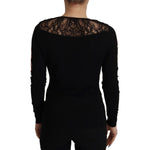 Dolce & Gabbana Black Lace Angel Roses Cardigan Sweater TSH8020- 38