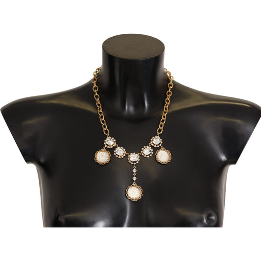 Dolce & Gabbana Gold Clock Statement Crystal Chain Necklace Necklace