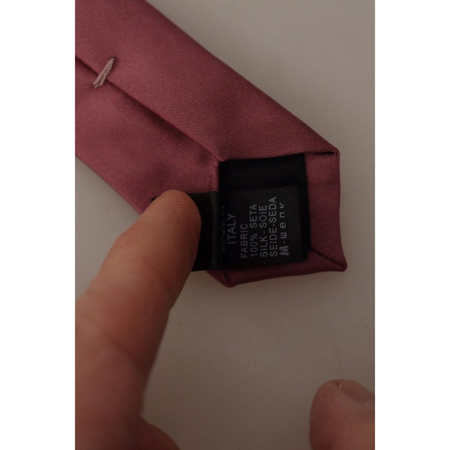 Dolce & Gabbana Pink Solid Print Silk Adjustable Necktie Accessory Tie KRA3166#