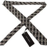 Dolce & Gabbana Black White Flower 100% Silk Print Adjustable Accessory Tie KRA3175