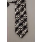Dolce & Gabbana Black White Flower 100% Silk Print Adjustable Accessory Tie KRA3175