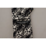 Dolce & Gabbana Black White Flower 100% Silk Print Adjustable Accessory Tie KRA3175