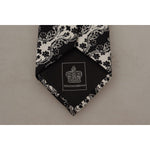 Dolce & Gabbana Black White Flower 100% Silk Print Adjustable Accessory Tie KRA3175