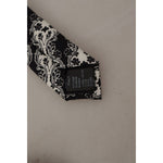 Dolce & Gabbana Black White Flower 100% Silk Print Adjustable Accessory Tie KRA3175