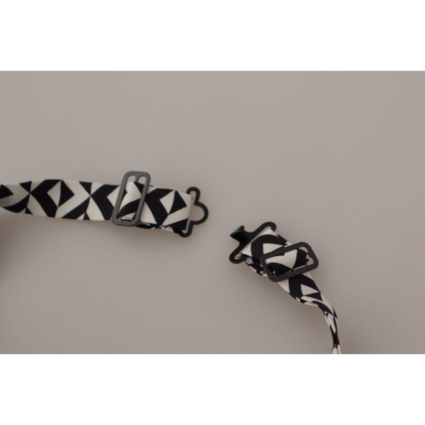 Dolce & Gabbana Black White Geometric 100% Silk Adjustable Accessory Tie KRA3194