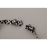 Dolce & Gabbana Black White Geometric 100% Silk Adjustable Accessory Tie KRA3194