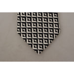 Dolce & Gabbana Black White Geometric 100% Silk Adjustable Accessory Tie KRA3194