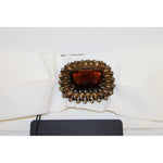 Dolce & Gabbana White Crystal Brass Wide Waist Runway Belt GRD10993-3
