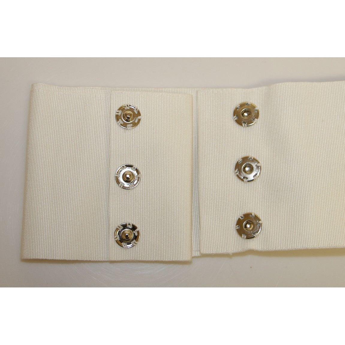 Dolce & Gabbana White Crystal Brass Wide Waist Runway Belt GRD10993-3