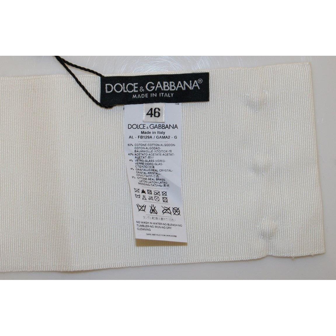 Dolce & Gabbana White Crystal Brass Wide Waist Runway Belt GRD10993-3