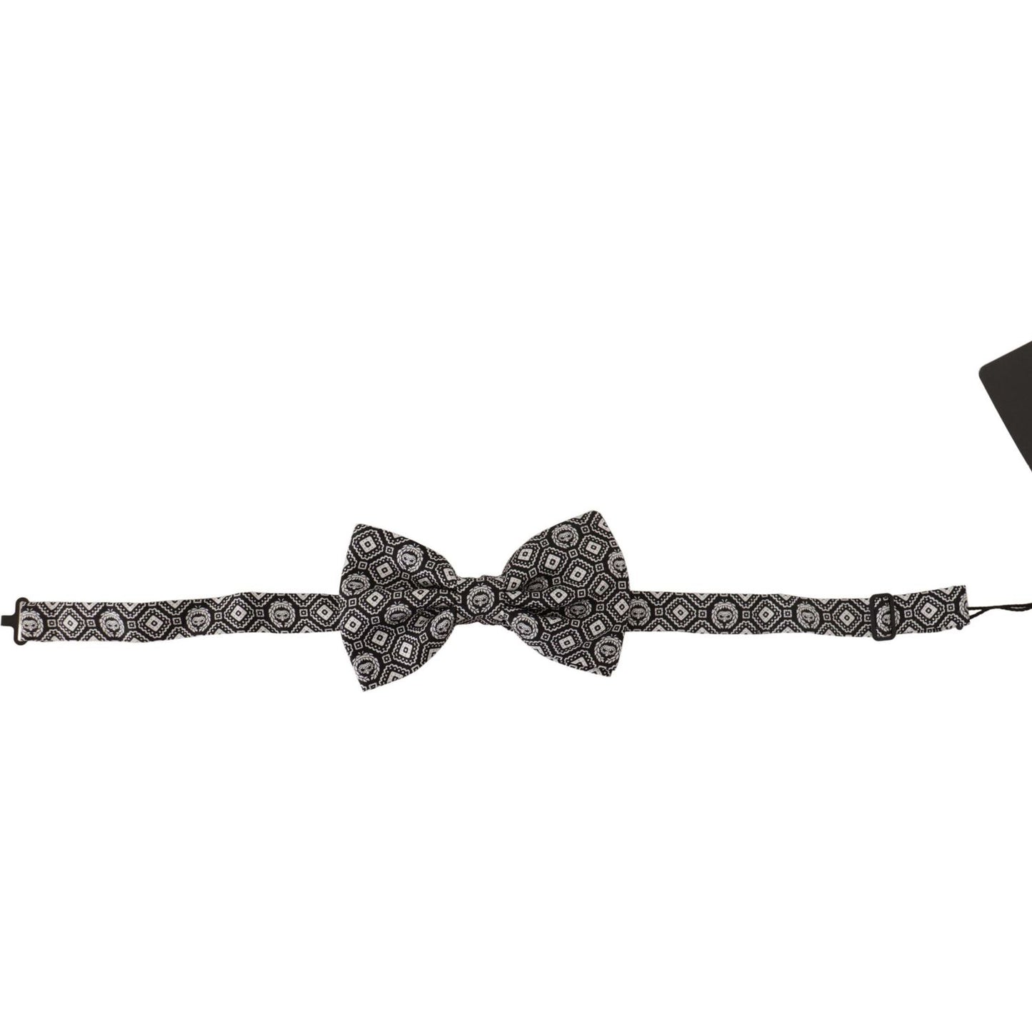 Dolce & Gabbana Black white 100% Silk Adjustable Neck Papillon Tie FT3574
