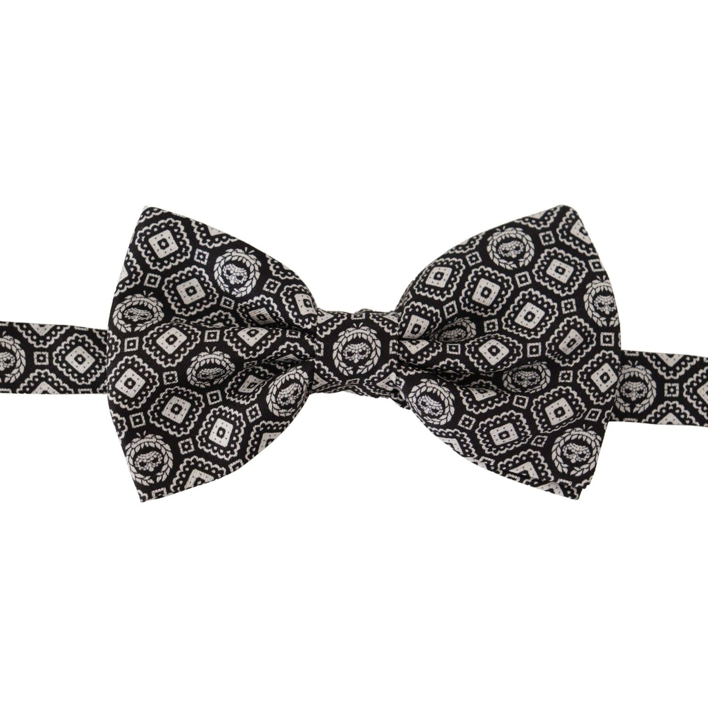 Dolce & Gabbana Black white 100% Silk Adjustable Neck Papillon Tie FT3574