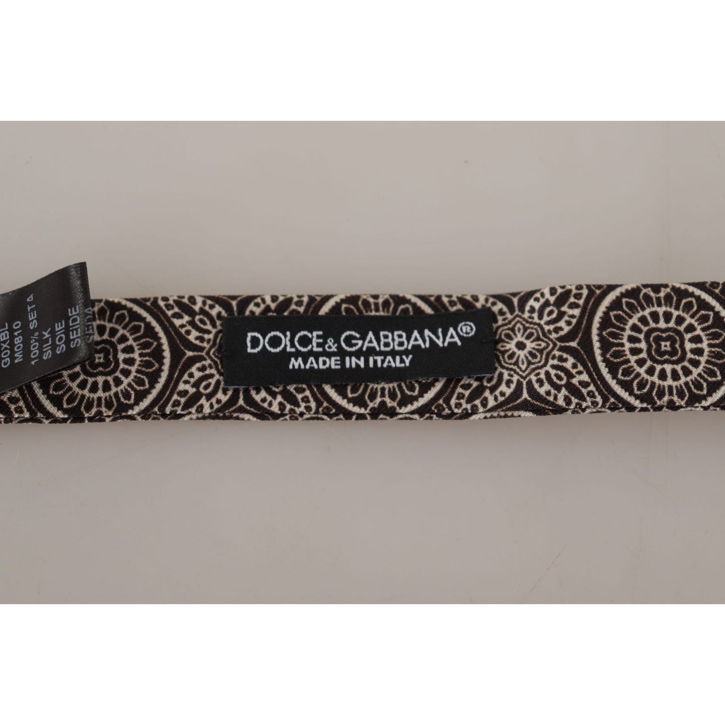 Dolce & Gabbana Black white 100% Silk Adjustable Neck Papillon Tie FT3586