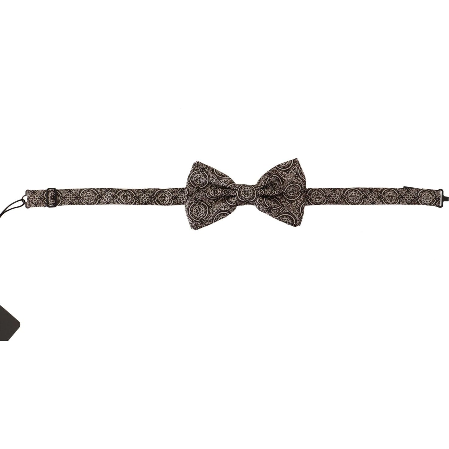 Dolce & Gabbana Black white 100% Silk Adjustable Neck Papillon Tie FT3586
