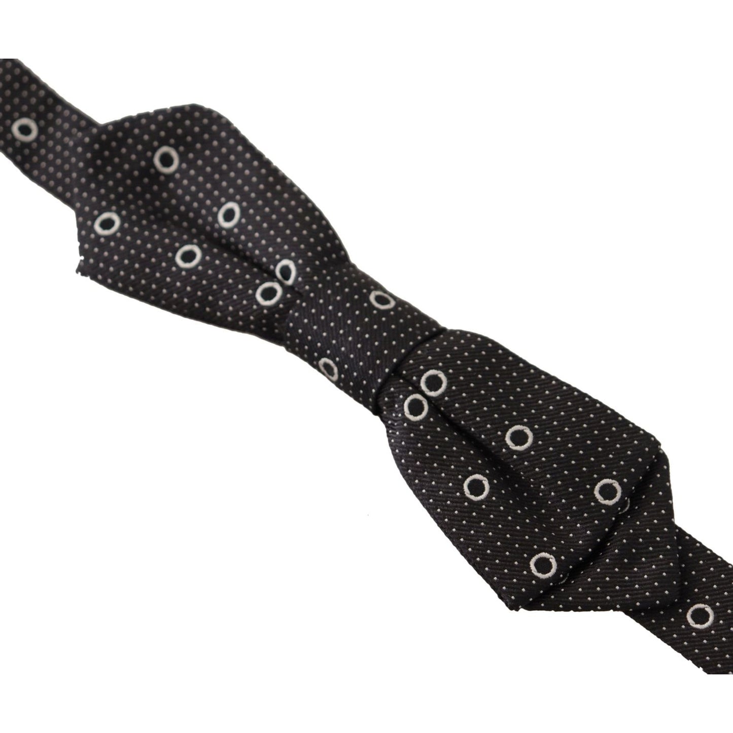 Dolce & Gabbana Black White Polka Dot 100% Silk Neck Papillon Tie FT3615