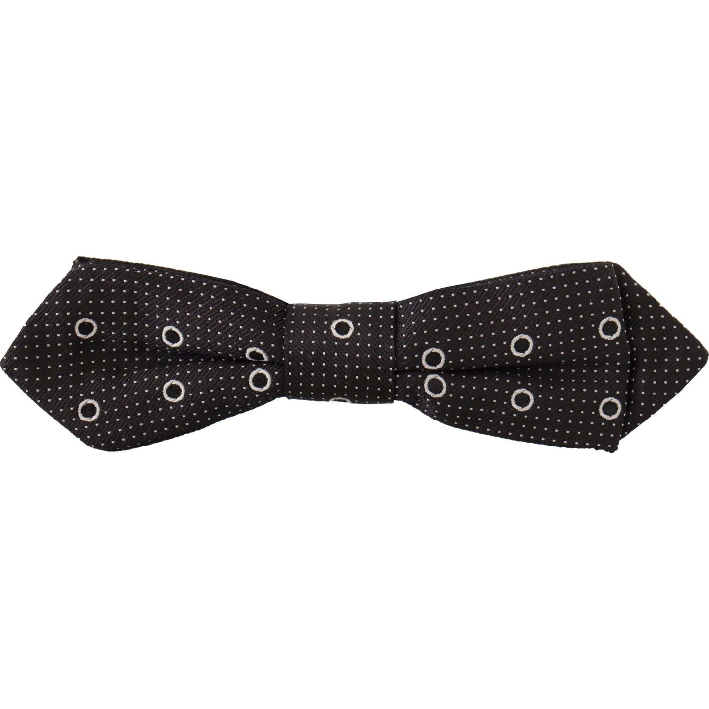 Dolce & Gabbana Black White Polka Dot 100% Silk Neck Papillon Tie FT3615