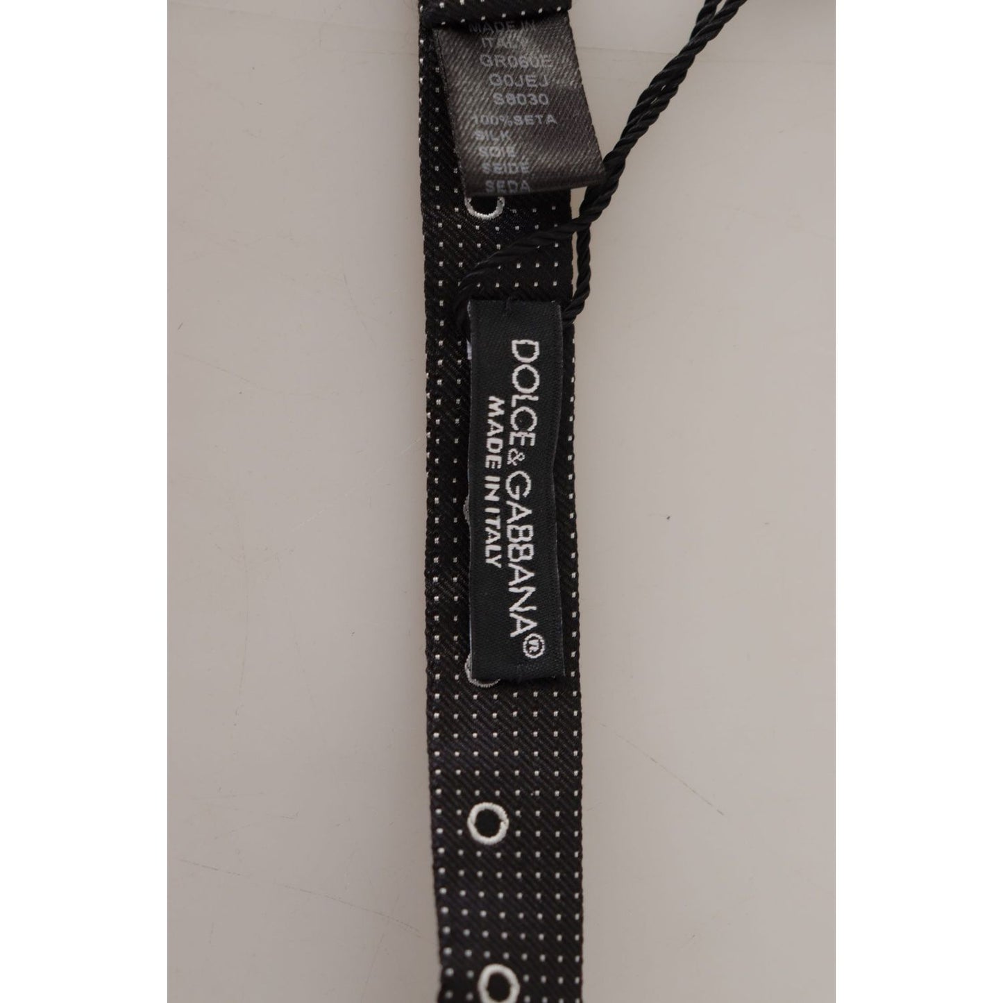 Dolce & Gabbana Black White Polka Dot 100% Silk Neck Papillon Tie FT3615