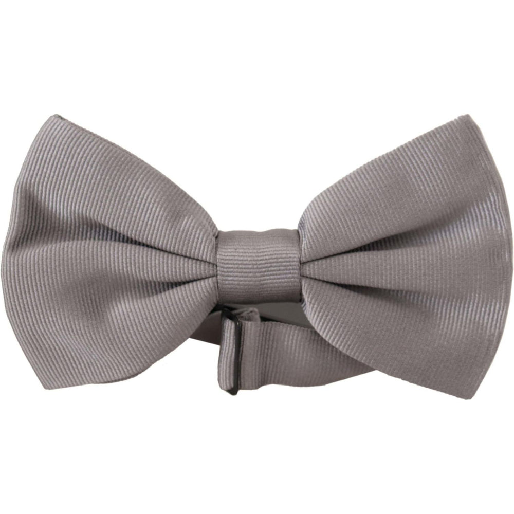 Dolce & Gabbana Gray 100% Silk Adjustable Neck Papillon Tie FT3642