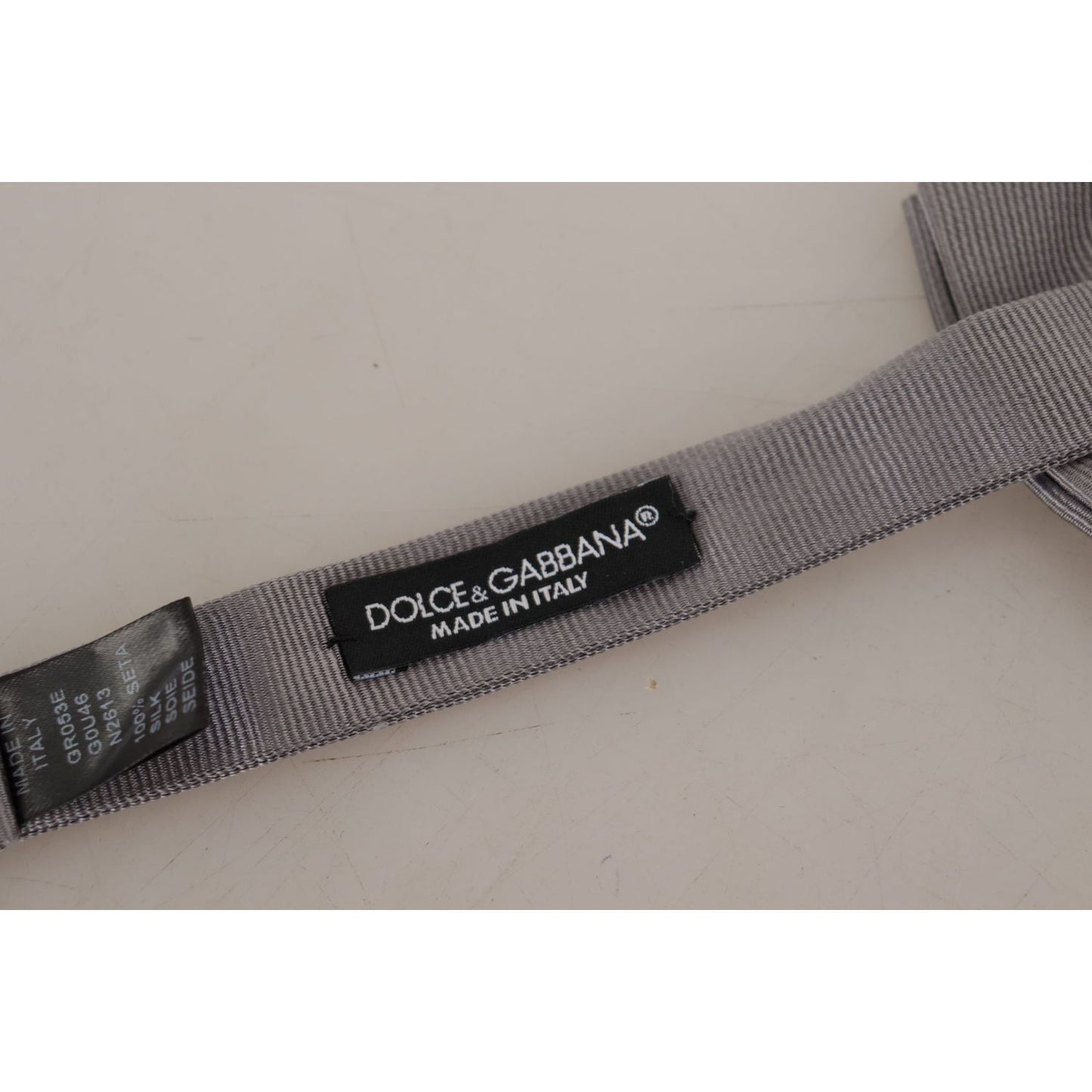 Dolce & Gabbana Gray 100% Silk Adjustable Neck Papillon Tie FT3642