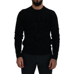 Dolce & Gabbana Black Wool Logo Pattern Crewneck Pullover Sweater TSH83110- 44
