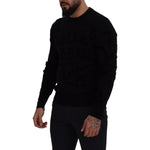 Dolce & Gabbana Black Wool Logo Pattern Crewneck Pullover Sweater TSH83110- 44