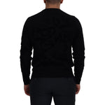 Dolce & Gabbana Black Wool Logo Pattern Crewneck Pullover Sweater TSH83110- 44