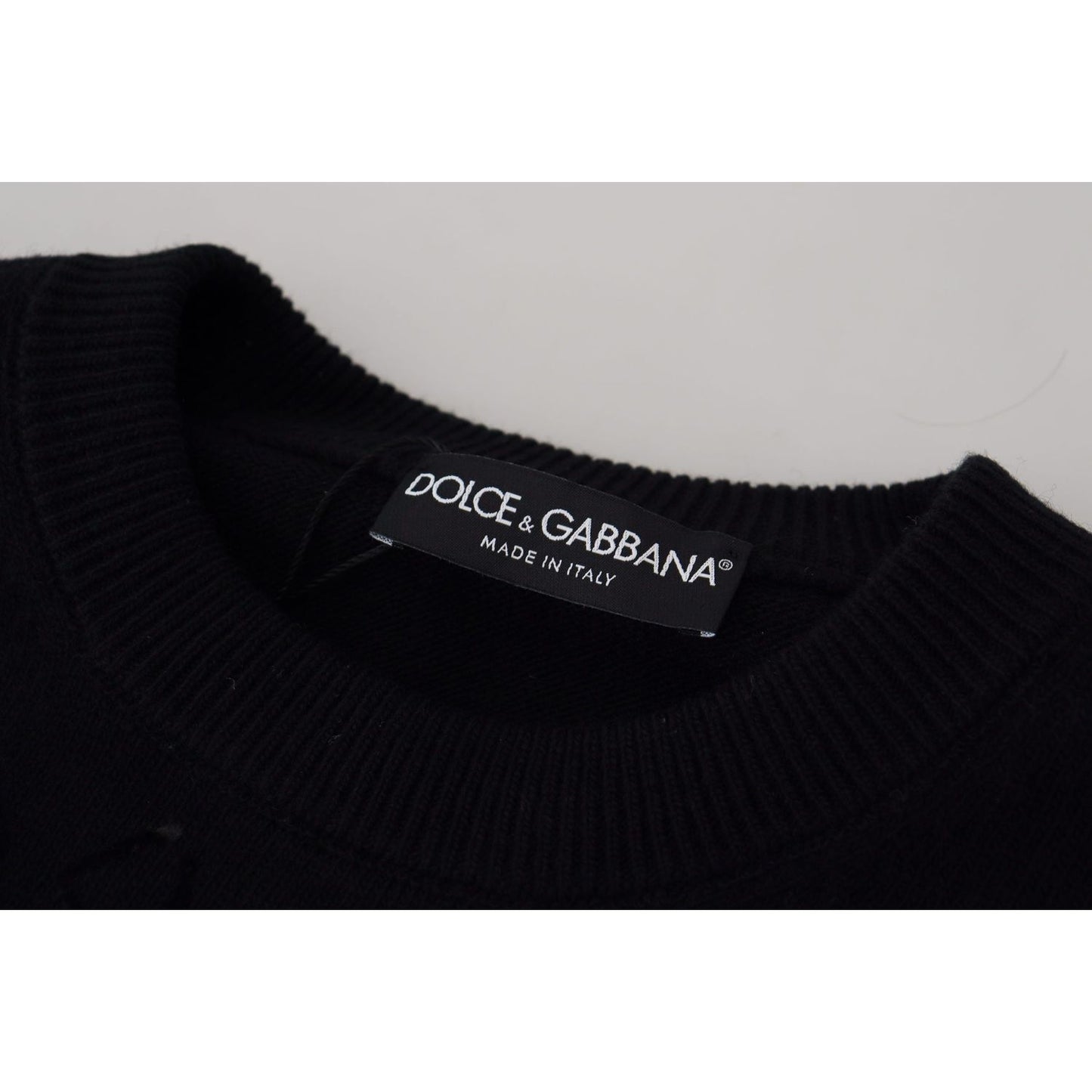 Dolce & Gabbana Black Wool Logo Pattern Crewneck Pullover Sweater TSH83110- 44