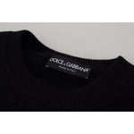 Dolce & Gabbana Black Wool Logo Pattern Crewneck Pullover Sweater TSH83110- 44