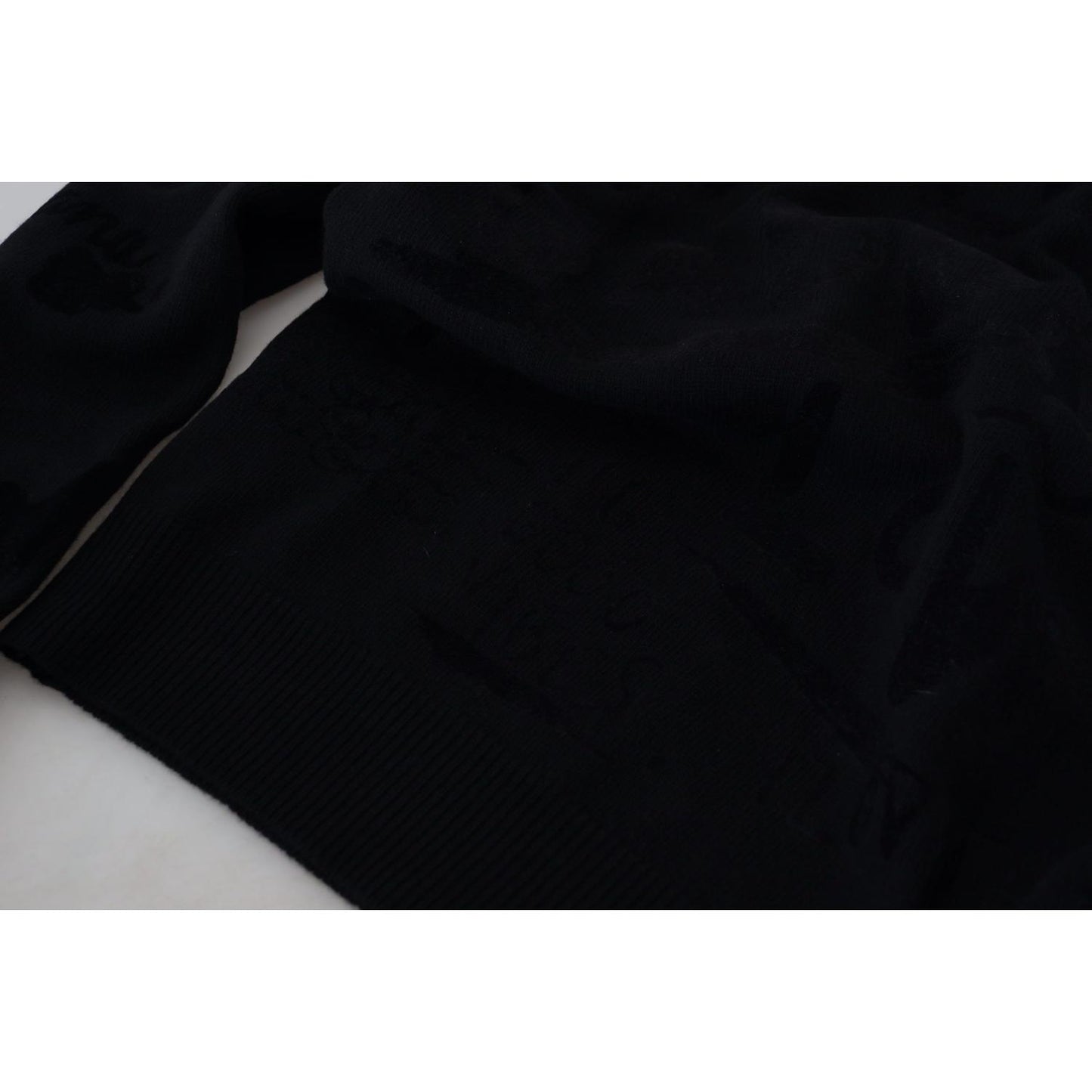 Dolce & Gabbana Black Wool Logo Pattern Crewneck Pullover Sweater TSH83110- 44